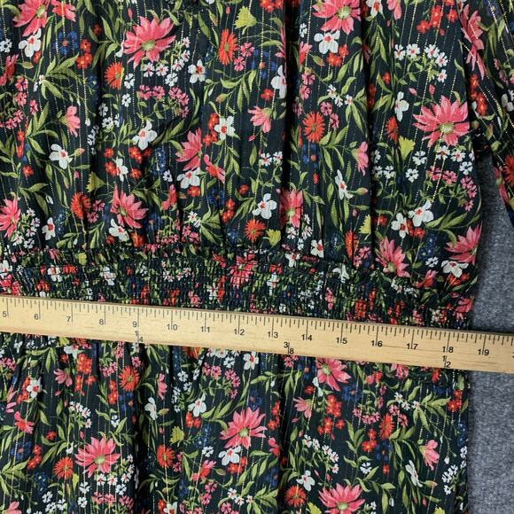 NEW $50 Old Navy  SZ XL Waist-Defined Floral Shine Mini Dress Peasant Smocked - Picture 5 of 14
